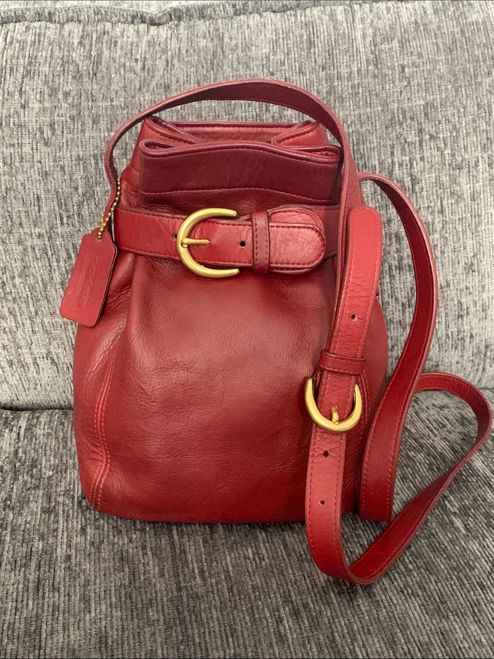 Rare 1996 United States made Coach Soho Belted Pouch (Style #4156) “Red”